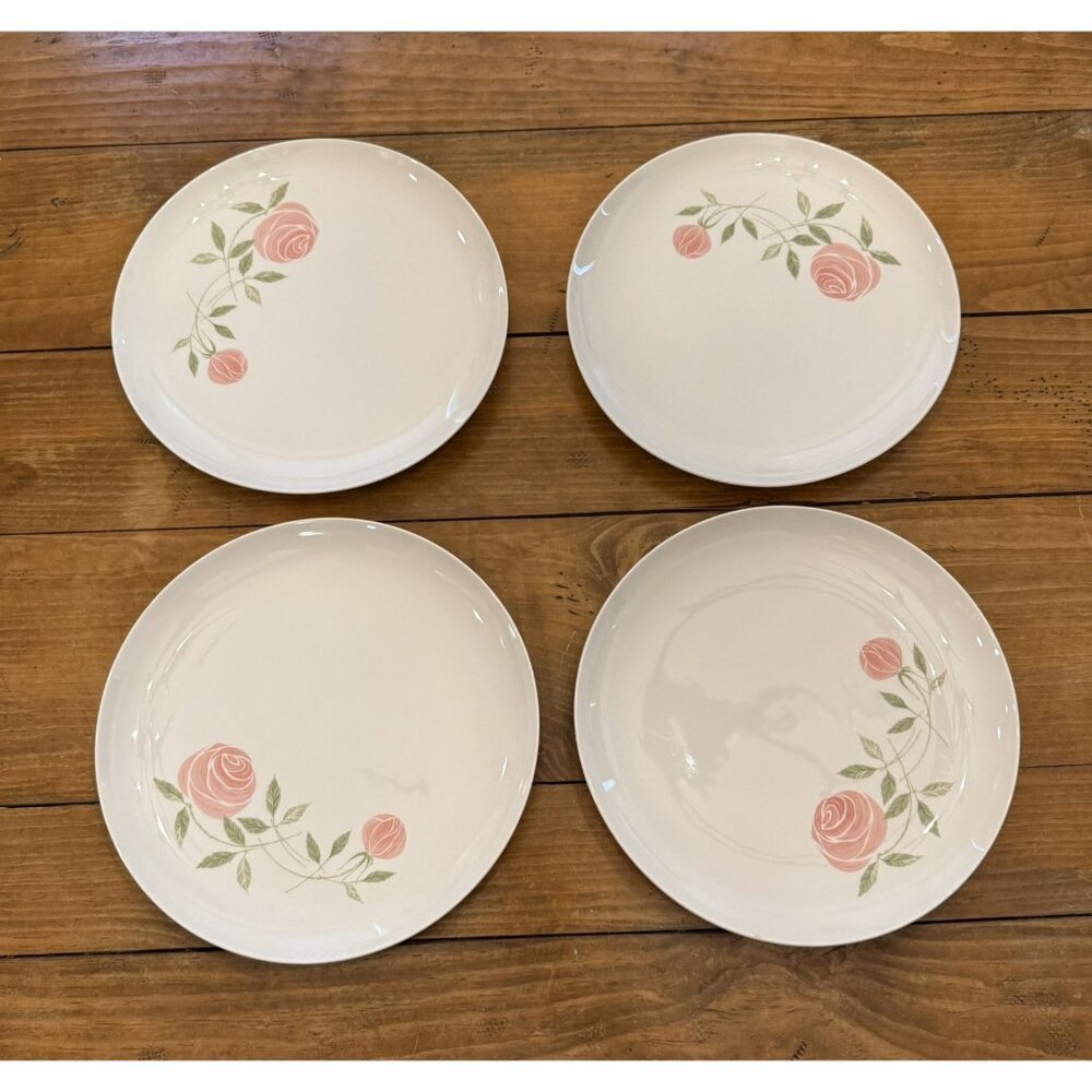 4ct FRANCISCAN WARE Pink-A-Dilly 10.25” Dinner Plates Vintage Floral Cottagecore